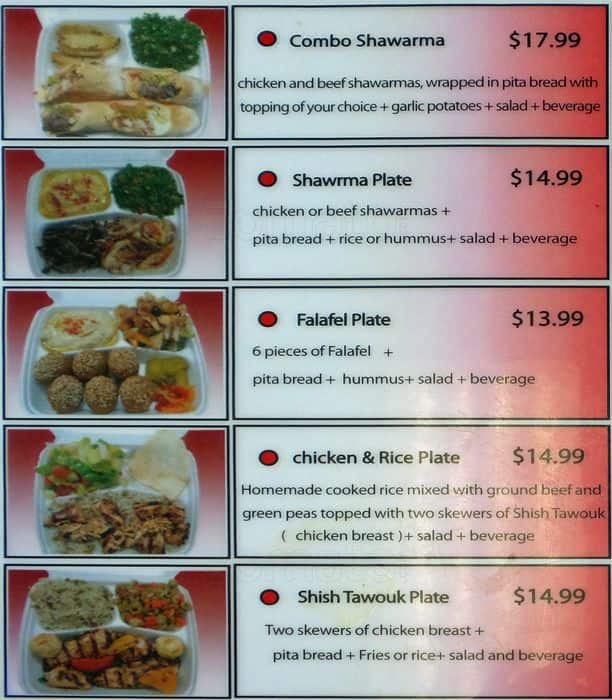 Menu de Addy's Middle Eastern Cuisine