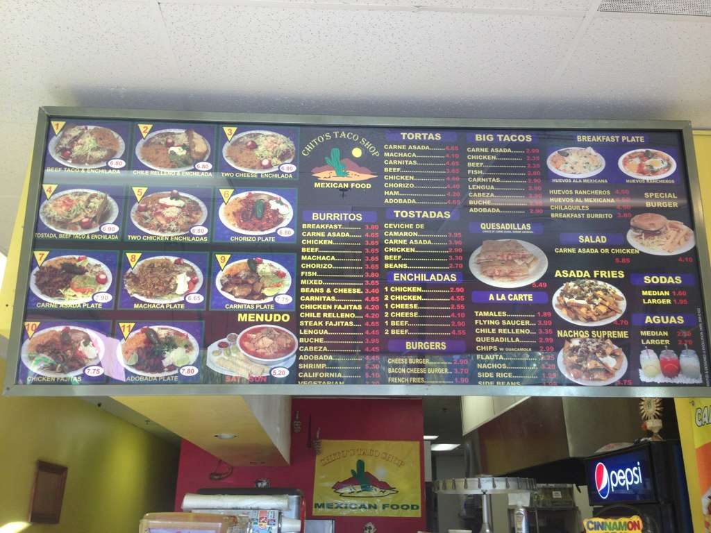Chito's Taco Shop Menu, Menu for Chito's Taco Shop, Escondido, San