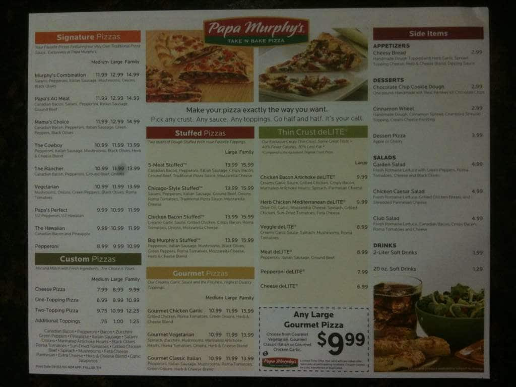 Papa Murphy's Menu Prices | World of Reference