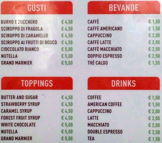 Carta de Mini Pancakes