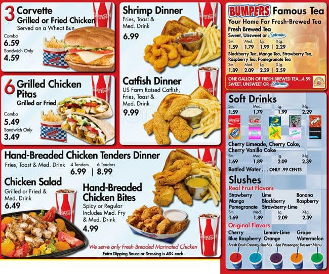 Menu at Bumper's Drivein restaurant, Brookhaven