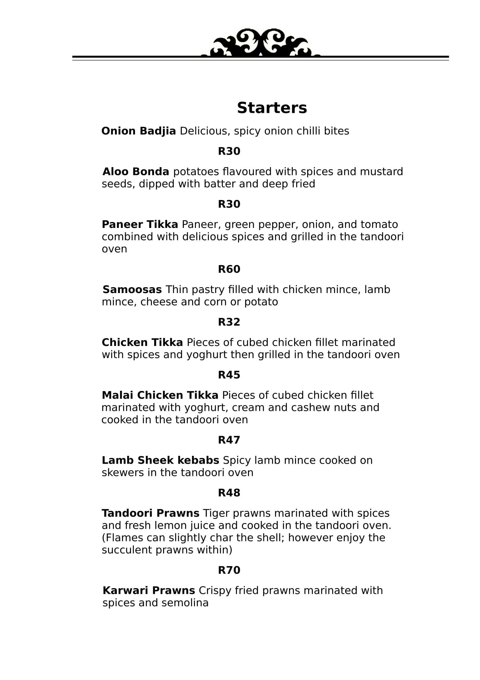 Sitar Menu, Menu for Sitar, Cresta, Randburg Zomato SA