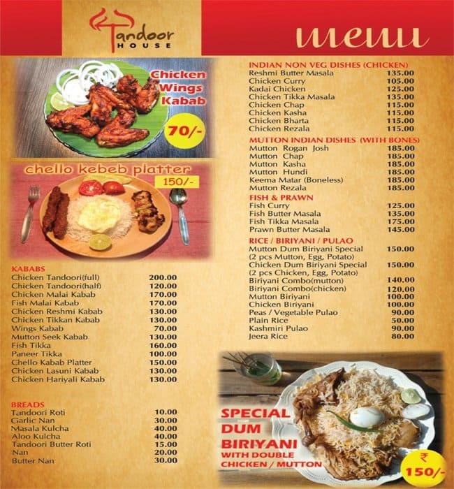 Tandoor House Menu, Menu for Tandoor House, Lake Market Area, Kolkata ...