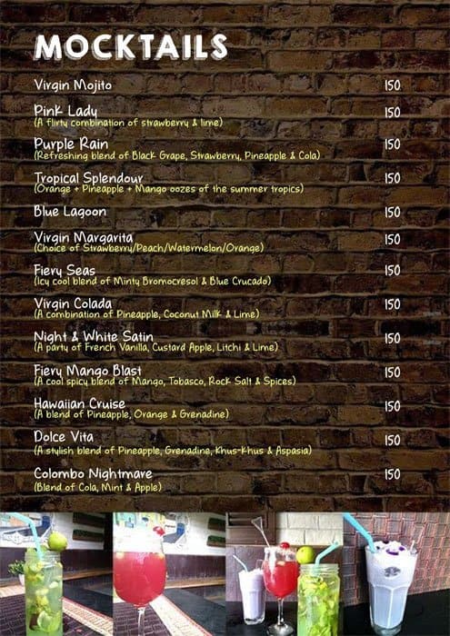 Stun the Sun Restaurant menu