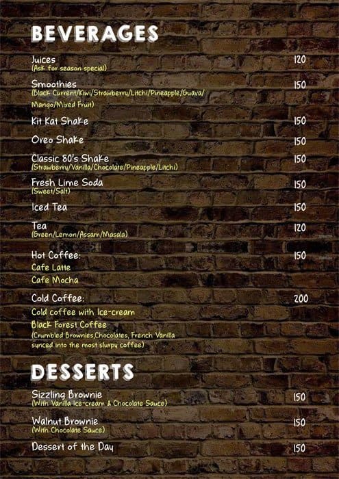 Stun the Sun Restaurant menu