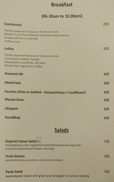 Hotel Cosmopolitan menu