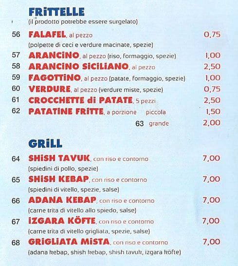 Menu di Istanbul Firat Kebap 