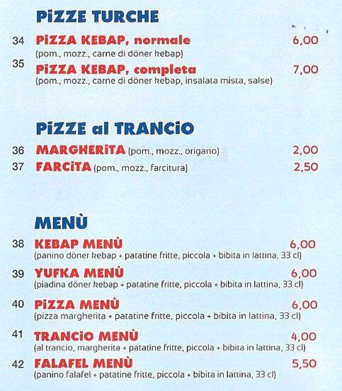 Menu di Istanbul Firat Kebap 