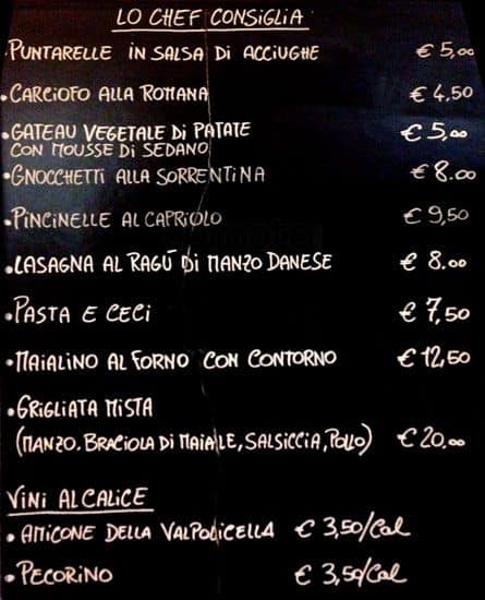 Menu di Griglieria Pizzeria Porca Vacca Roma - Cucina Romana 