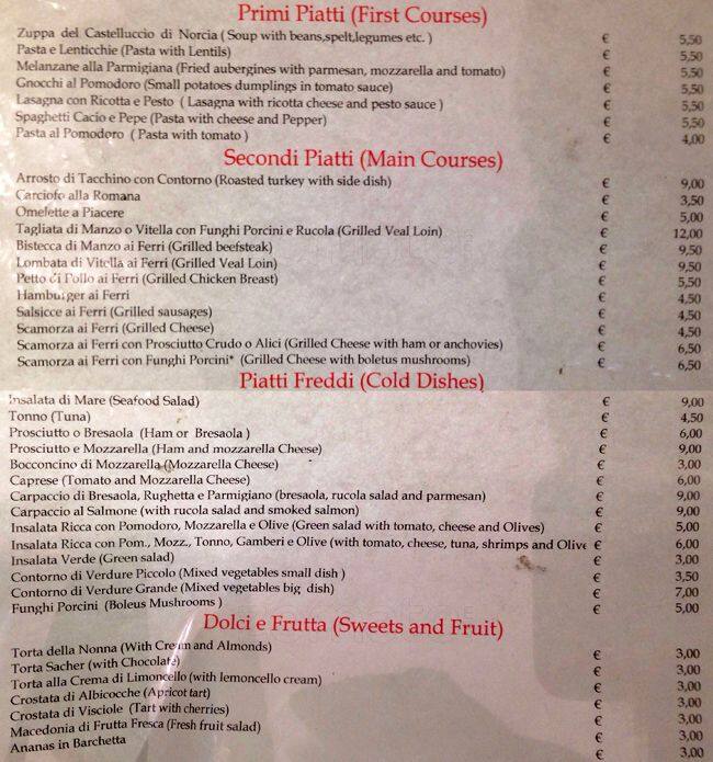 Caffeteria Il Faro a Roma Foto del Menu con Prezzi Zomato Italia