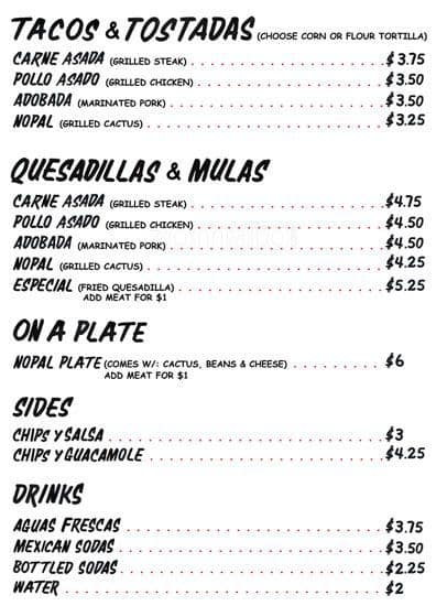 Los Tacos No. 1 Menu, Menu for Los Tacos No. 1, Chelsea, New York City ...