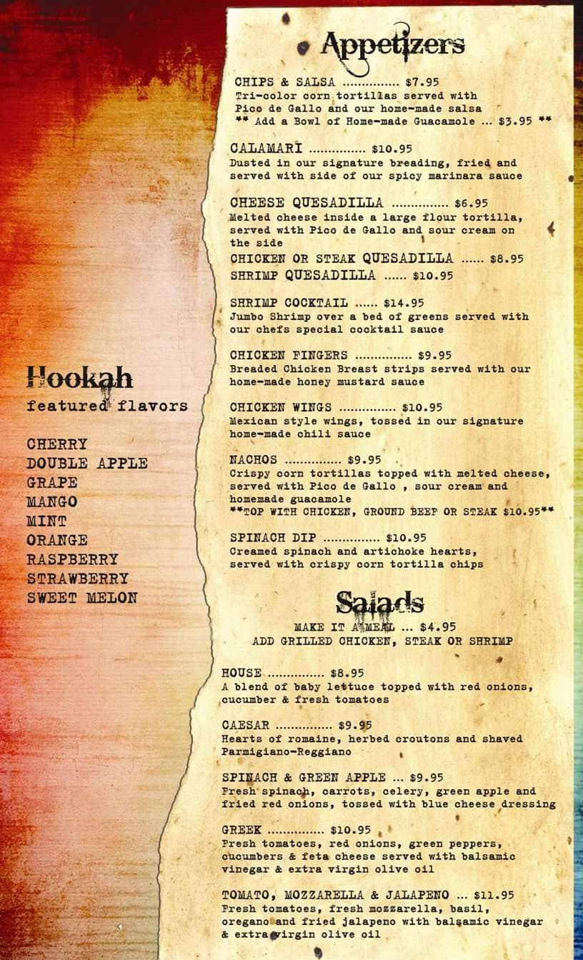 Menu at Rock Bar, Fort Lauderdale, 219 S Fort Lauderdale Beach Blvd