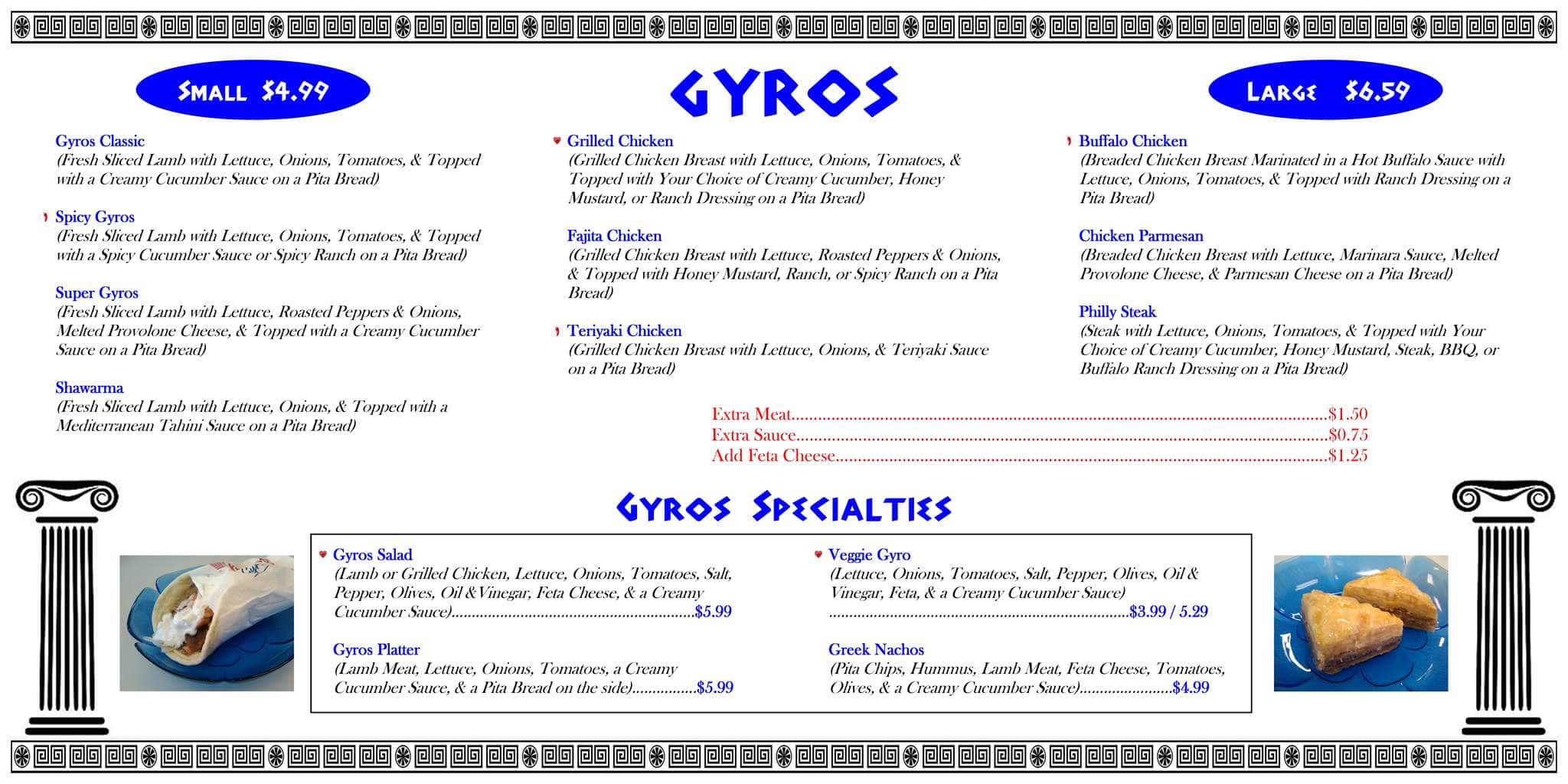 The Gyro Shop Menu, Menu for The Gyro Shop, Hinesville, Hinesville