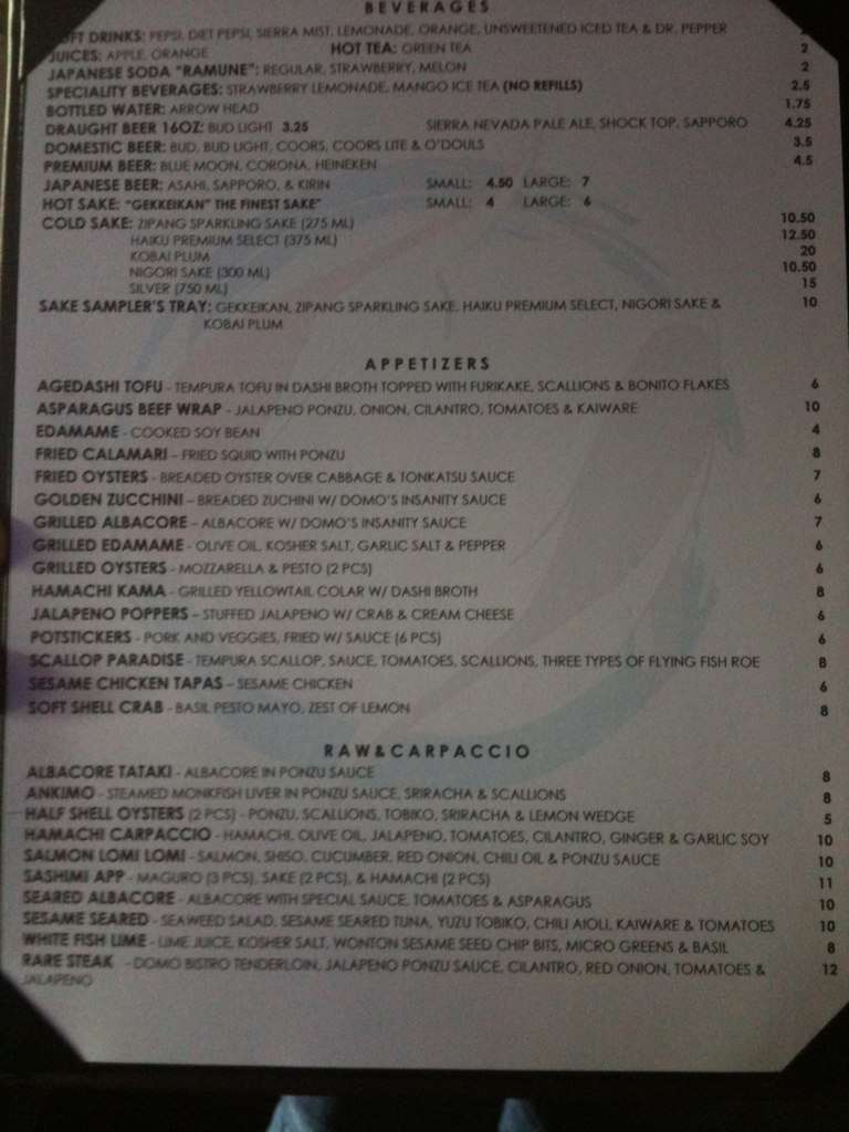 Domo Menu, Menu for Domo, Stockton, Stockton Urbanspoon/Zomato