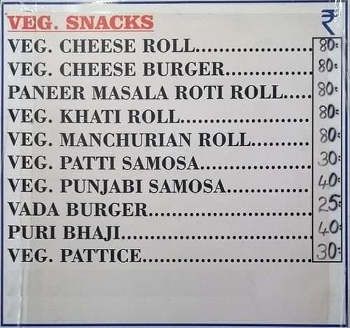 Right Place (Ice Cream Parlour & Snacks) menu