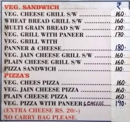 Right Place (Ice Cream Parlour & Snacks) menu