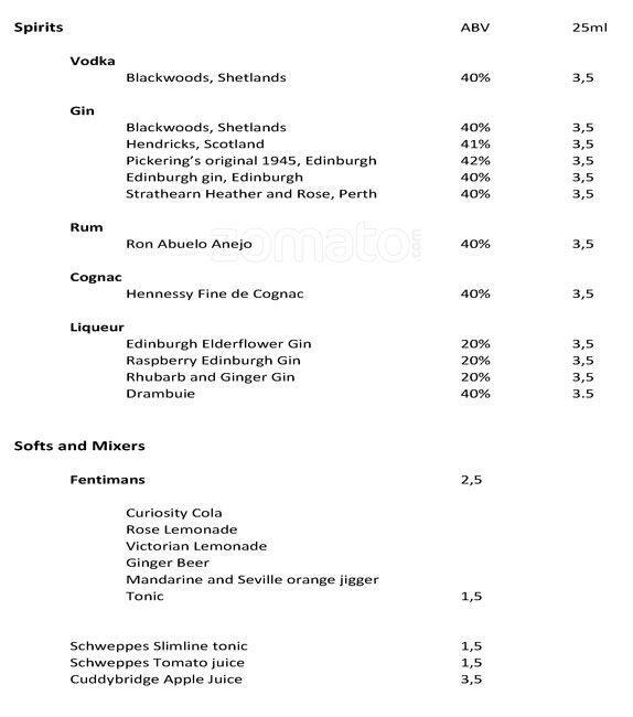 Menu at The Edinburgh Larder cafe, Edinburgh