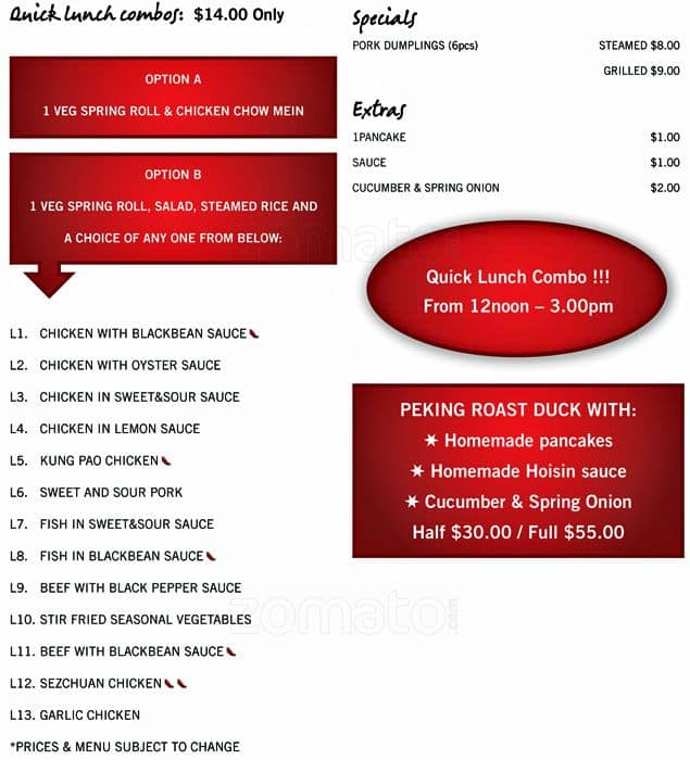 Menu at Starlight Restaurant, Queenstown