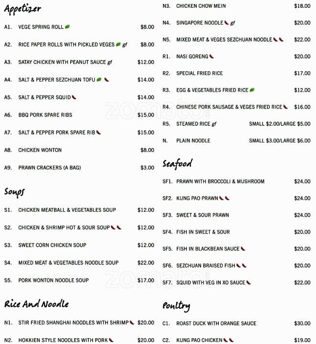 Menu at Starlight Restaurant, Queenstown