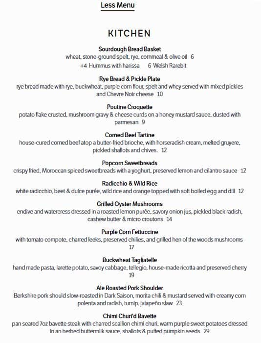 Burdock Brewery & Music Hall menu