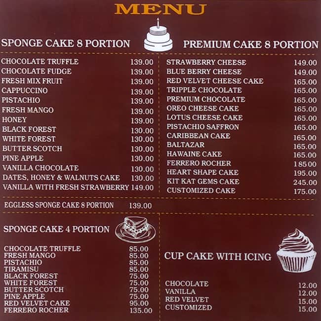 Menu of Cake N Bake, Al Karama, Dubai