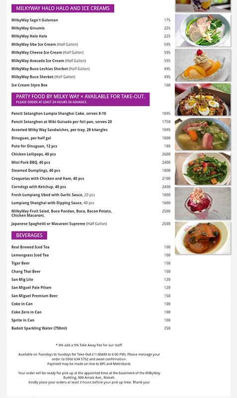 Milky Way Menu Menu Untuk Milky Way San Lorenzo Makati City Milky Way Menu Menu Untuk Milky Way San Lorenzo Makati City