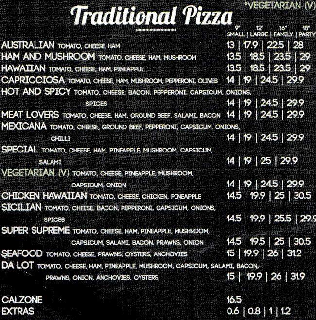 Hyde Park Pizza Bar Menu,Menú para Hyde Park Pizza Bar, Goodwood
