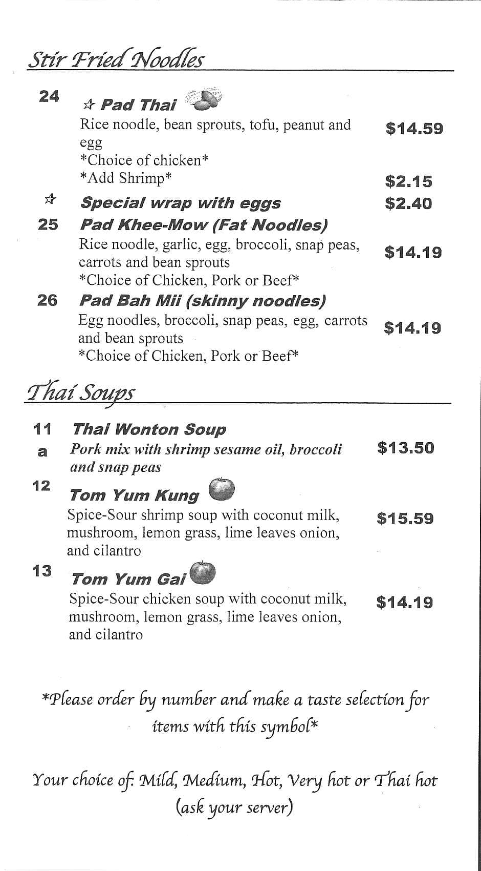 Menu at Hong Fah Thai Restaurant, Grande Prairie, 105 St Unit 105