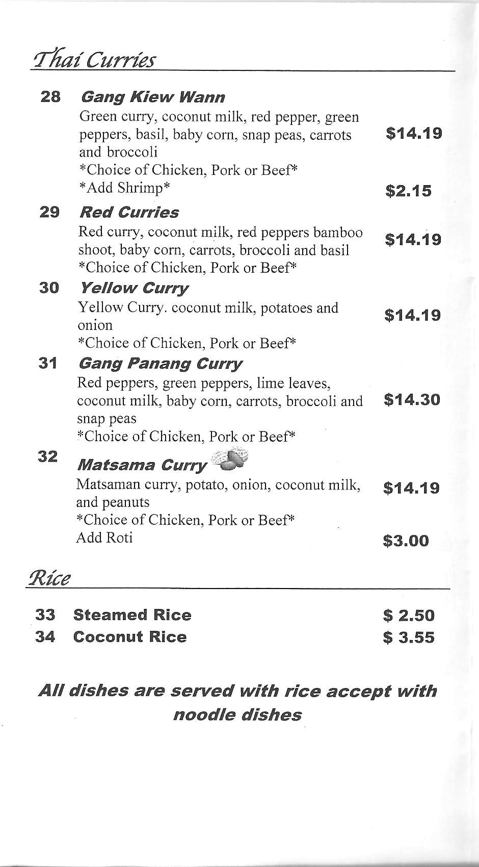 Menu at Hong Fah Thai Restaurant, Grande Prairie, 105 St Unit 105
