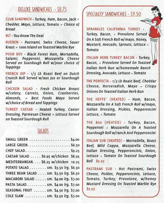 Sprankle's Deli a Benicia Foto del Menu con Prezzi Urbanspoon/Zomato