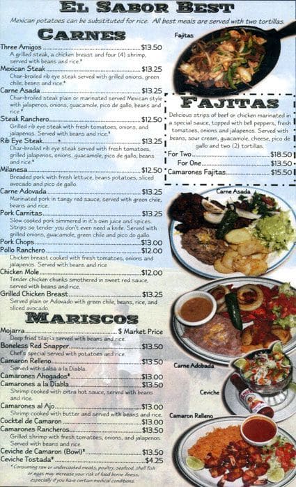 Menu at El Sabor Jerezano restaurant, Northglenn