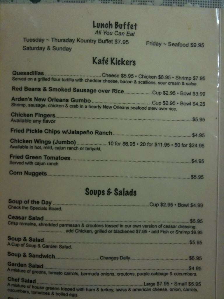 Arden's Kafe & Katering Menu Urbanspoon/Zomato