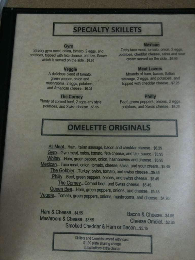 Queen Bee menu