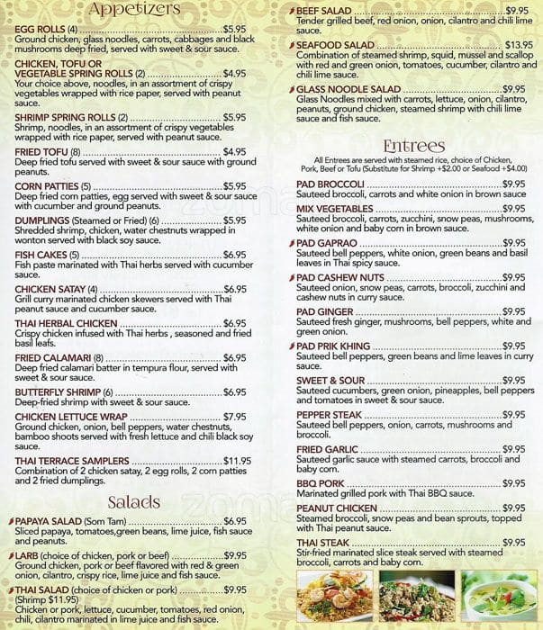 Thai Terrace Menu, Menu for Thai Terrace, Southwest Fort Worth, Fort ...