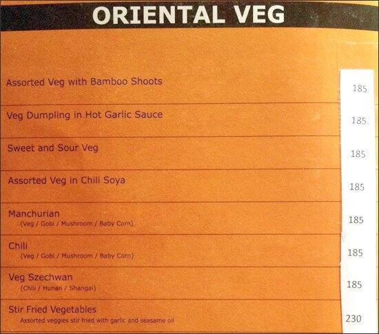 Gallops (Bar & Veg. Restaurant) menu