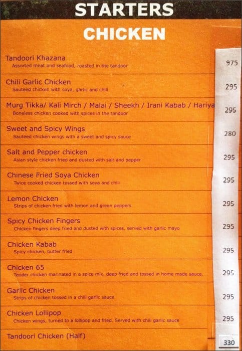 Gallops (Bar & Veg. Restaurant) menu