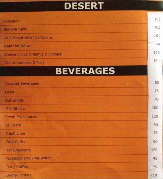 Gallops (Bar & Veg. Restaurant) menu