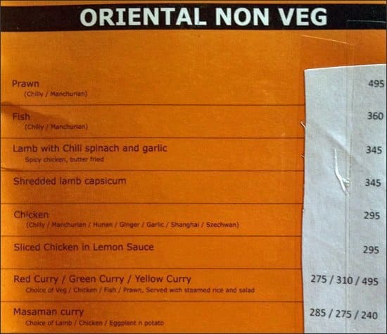 Gallops (Bar & Veg. Restaurant) menu