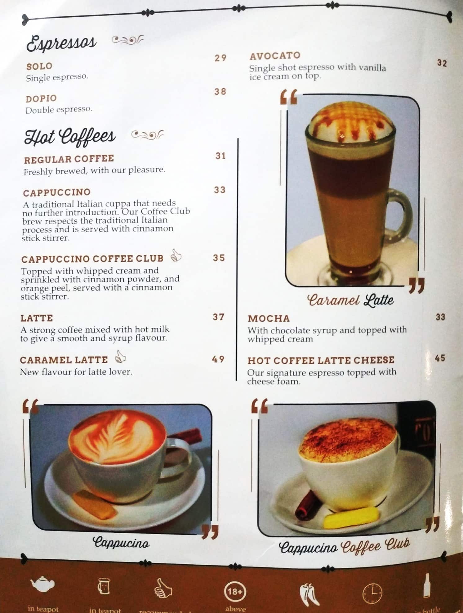 Menu at Coffee Club, North Jakarta, Jl. Asia Afrika No.19
