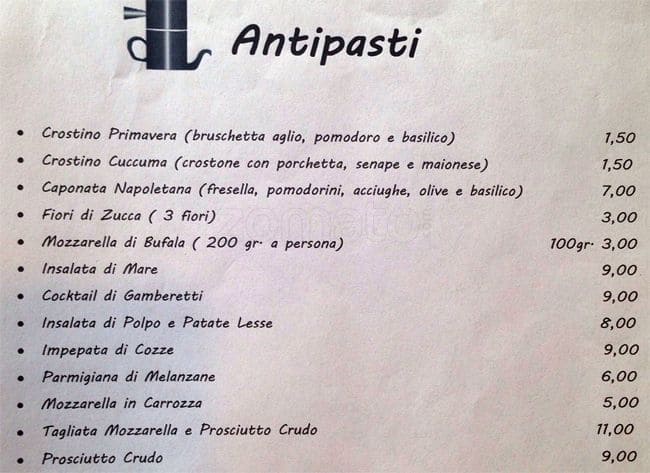 Menu di Ristorante La Cuccuma 