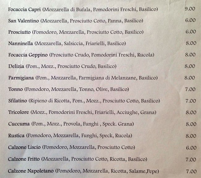 Menu di Ristorante La Cuccuma 