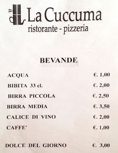 Menu di Ristorante La Cuccuma 
