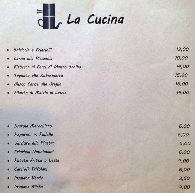 Menu di Ristorante La Cuccuma 