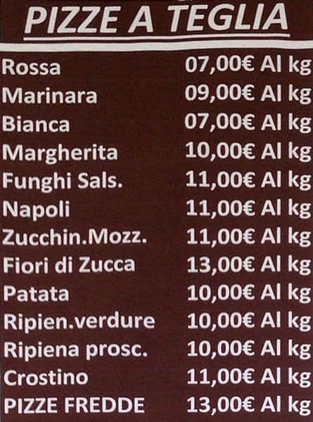 Menu di Pizza Roni 