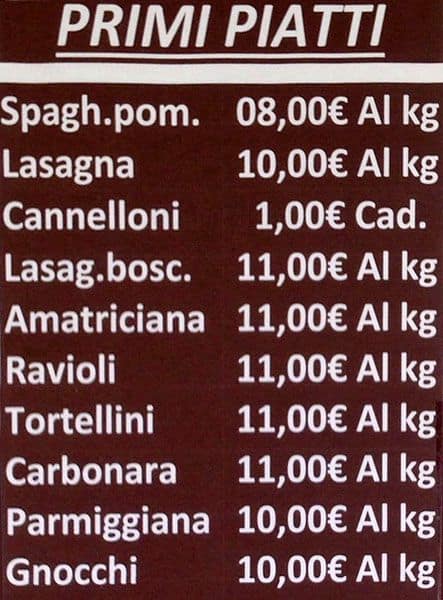 Menu di Pizza Roni 