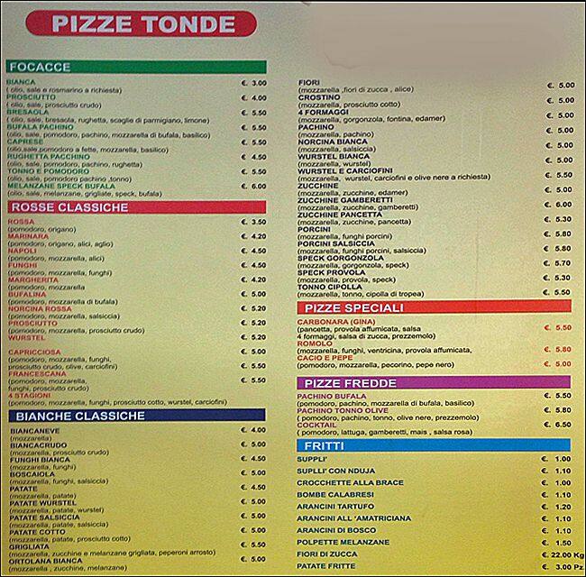 Menu di Pizzeria Da Sandro 