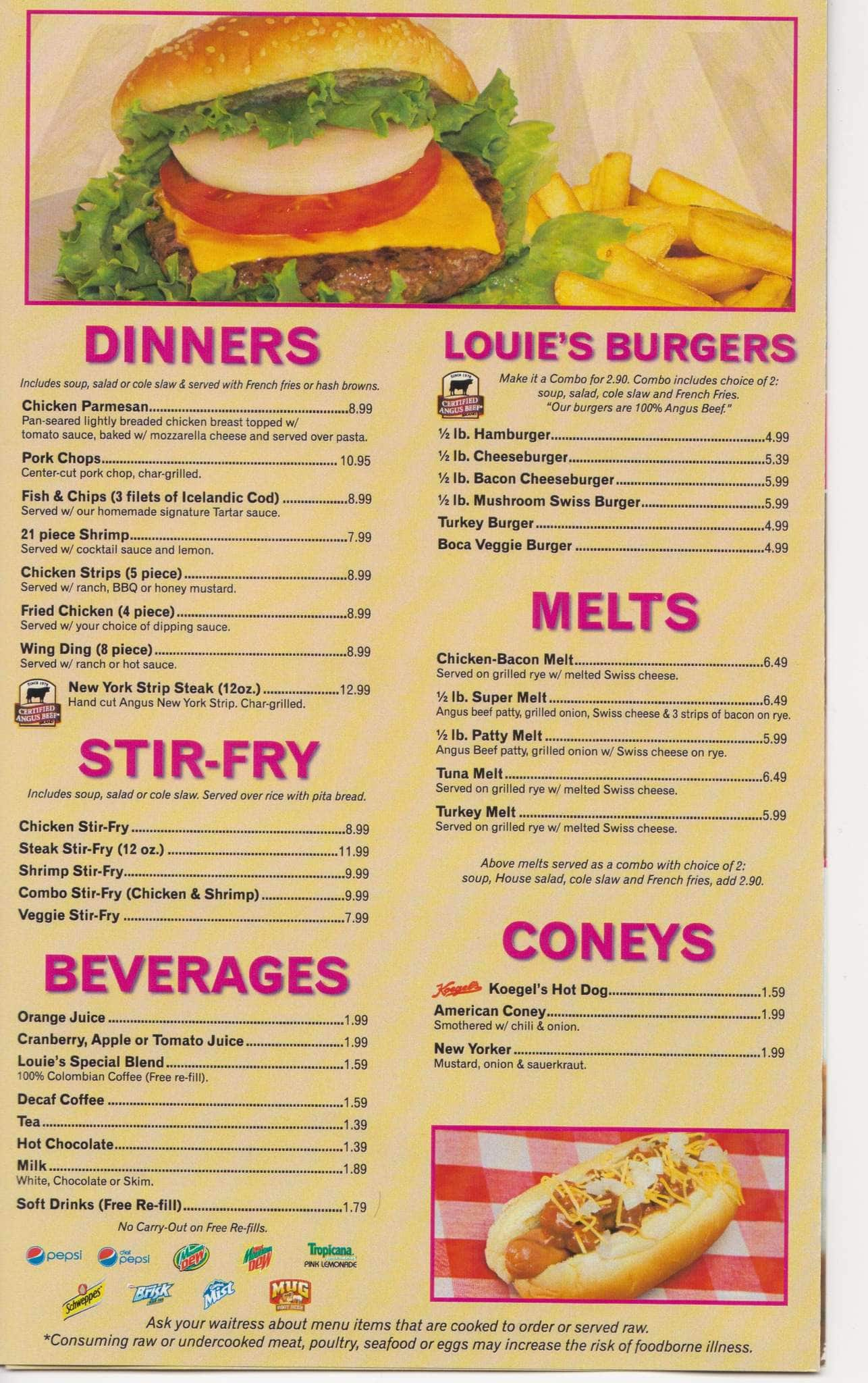 Menu At Louie's Ham & Corn Beef Restaurant, Warren, E 9 Mile Rd