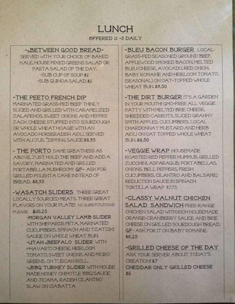 Menu at Roots Caf cafe, East Millcreek, S 2300 E