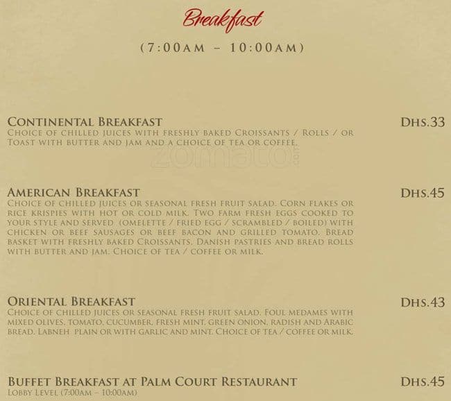 Palm Court Menu, Menu for Palm Court, Al Rigga, Dubai - Zomato