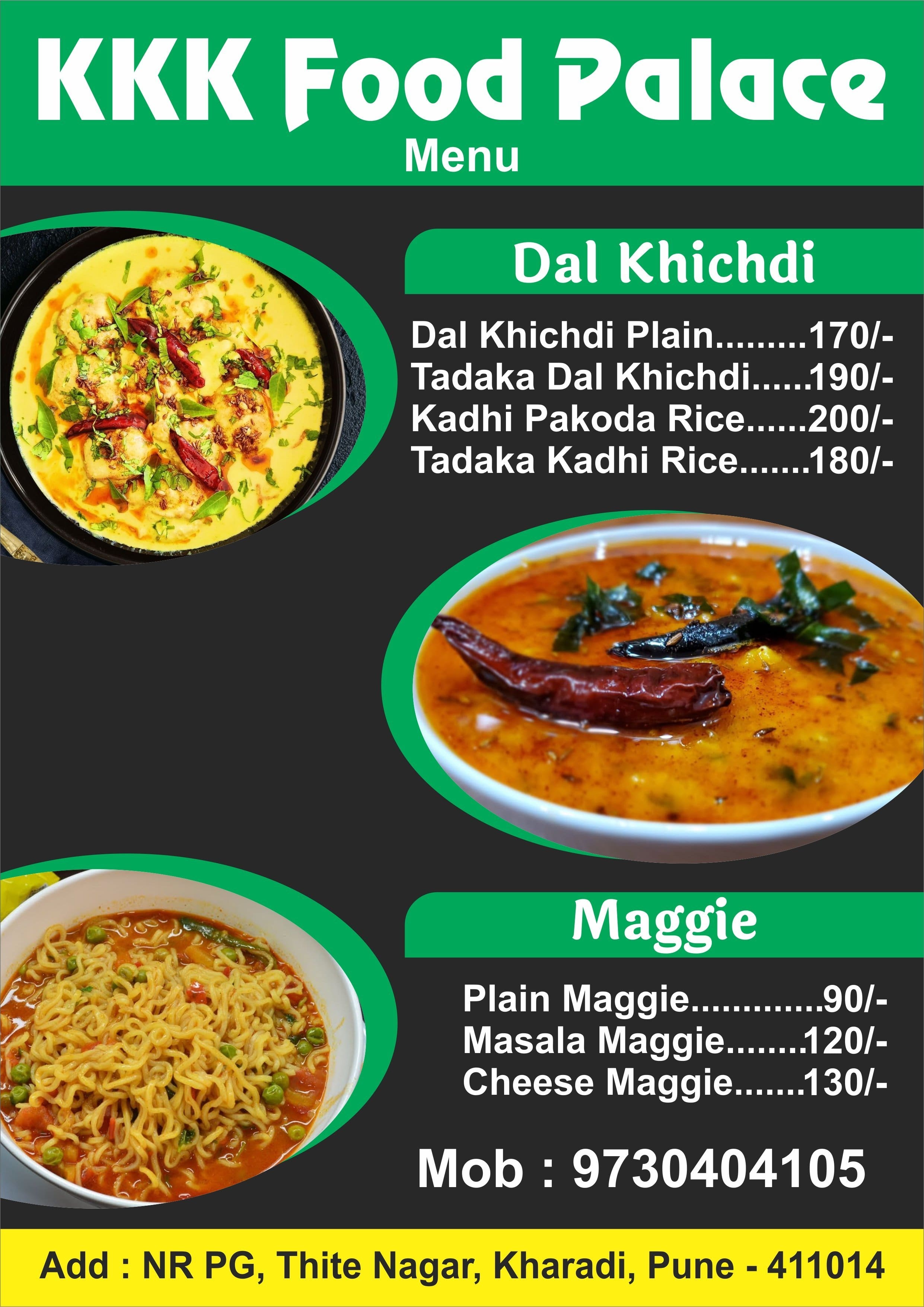 Menu of KKK Food Palace, Kharadi, Pune